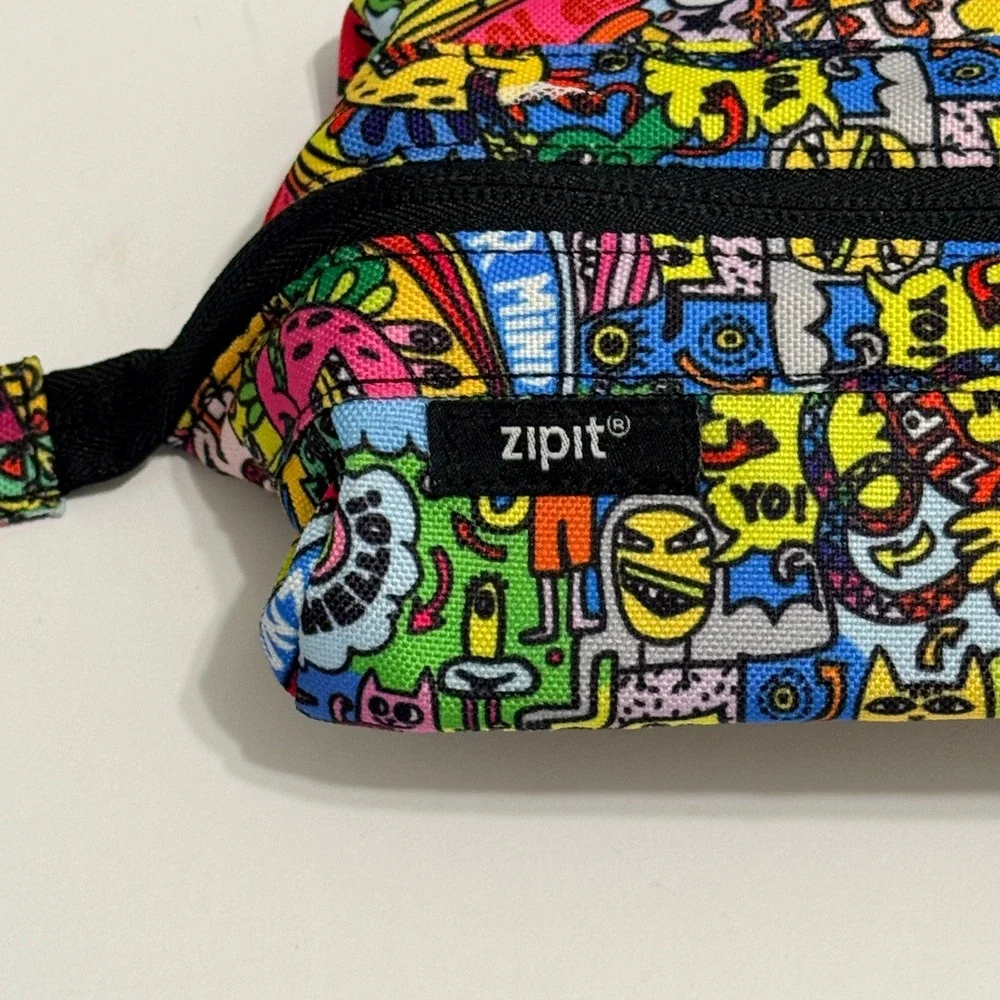 Zipit Unisex Pencil Box Doodle Monster Print One Size Multi Color School Case